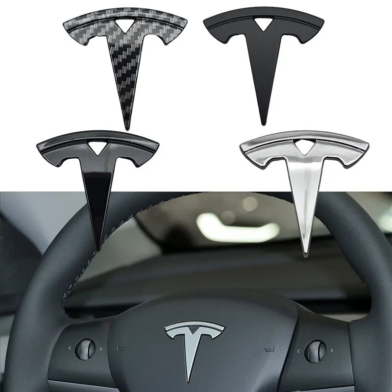 3D ABS Car Steering Wheel Cover Sticker Badge Emblem For Tesla Model 3 Y X S