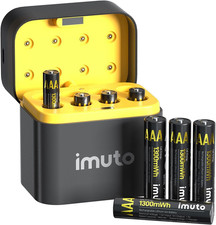Rechargeable AAA Batteries Lithium 8 Pack with Fast Charger,1300Mwh 1.5V Output