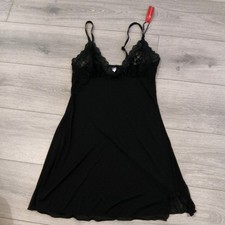 BNWT Vintage Loving Moments Black Lace & Mesh Chemise Size Small 8-10 