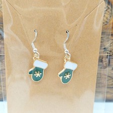 Green Christmas Mitten Earrings Christmas Earrings