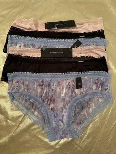 NWT BCBGMAXAZRIA 6 Pair Nylon Stretchy Blend Hipster Panties Multi Colors Size L
