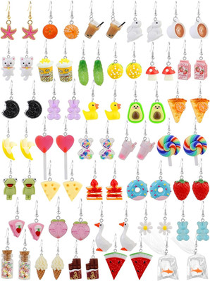 36 Pairs Fun Cute Earrings Set Weird Cool Funky Aesthetic Drop Dangle Earrings f