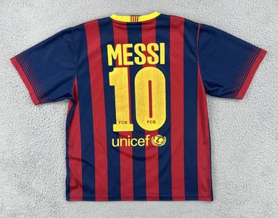 FCB Futbol Club Barcelona Mens Large Soccer Jersey 10 Lionel Messi Qatar Airways