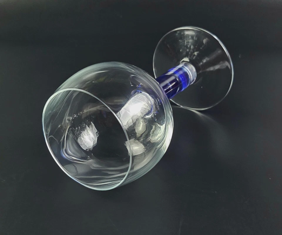 Copa de agua vintage - ORREFORS - vástago azul - individual - 6 5/8" de alto Foto 2 de 4