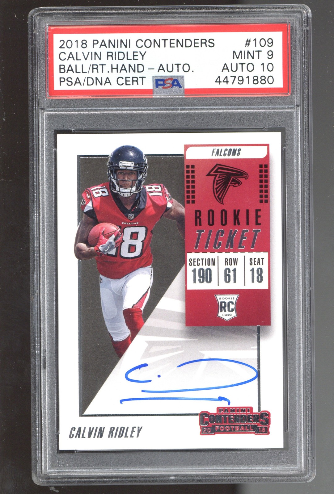 2018 Panini Contenders #109 Calvin Ridley PSA 9 ROOKIE RC AUTO view 1