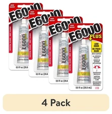 (4 pack) Eclectic E6000 Plus Adhesive Glue, Low Odor, Multi-Surface, 0.9 fl. oz.
