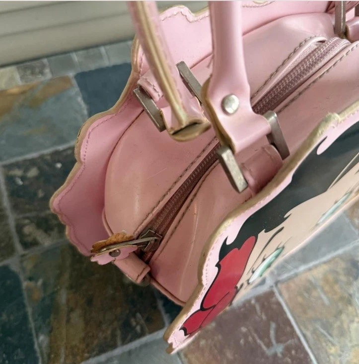 Bolso de mano Betty Boop vintage novedad negro rosa imitación cuero Foto 3 de 4