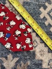 Vintage Peanuts Snoopy Christmas Tie Red 100 Silk Santa Holiday Necktie