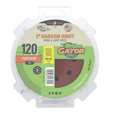Gator 50 Pack 5 Inch 120 Grit Sanding Discs for Wood and Metal 8 Hole Vented