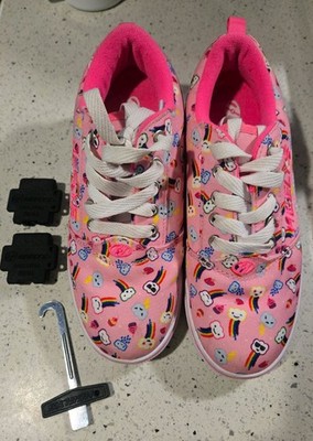Heelys Pro 20 Prints Pink Rainbow Skate Shoes Youth Sz 4 Women Sz 5 W/TOOLS