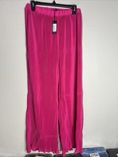 Pretty Little Thing High Waisted Wide Leg Pants Size 6 Hot Pink Pull On NWT