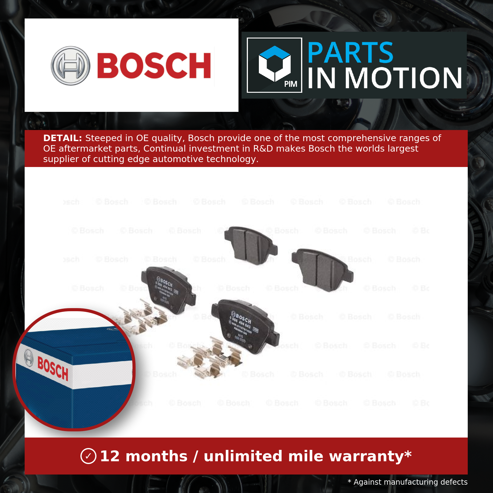 Brake Pads Set 0986494643 Bosch Genuine Top Quality Guaranteed New