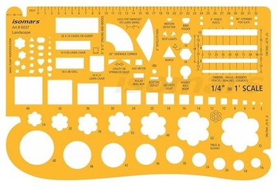 1/4 Scale Landscaping Drafting Template Stencil for Architect Interior Design