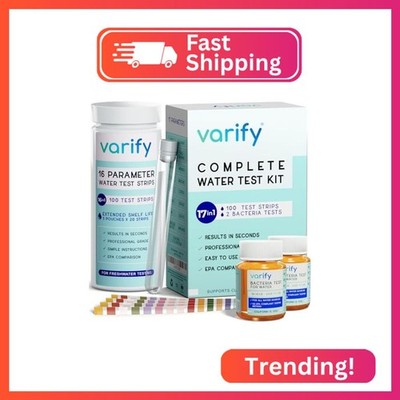 Varify 17in1 Complete Drinking Water Test Kit - 100 Strips + 2 Bacteria Tester K