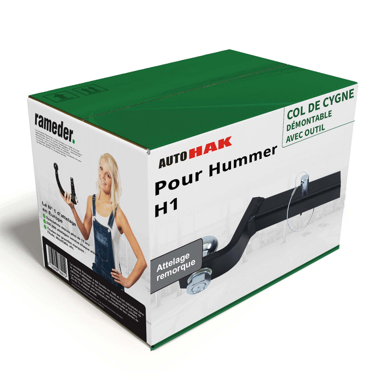 Attelage de précision Hummer H1 1992-2026 en acier noir mat Auto Hak démontable