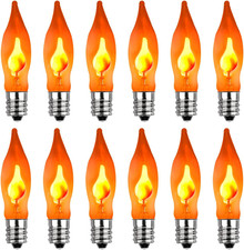 Christmas Flicker Flame Light Bulbs, 12 Pack C7 Orange Flickering Light Bulb, 1W