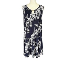 Espresso sleeveless tank shift dress blue and white floral women's size large