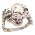 925 Sterling Silver Vintage Ring Safari Themed Wildlife Animals  Sz 6  RG35314