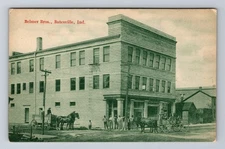 Batesville IN-Indiana, Belmer Bros Horse Wagons Street Scene Vintage Postcard