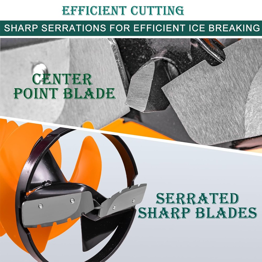 8'' Ice Auger Bit for Ice Fishing w/ Universal Adapter Replaceable Blade Kits