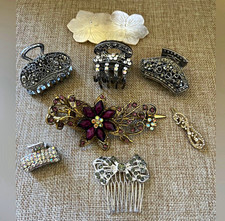 Women s Hair Accessories Set Rhinestone Claw Clips Floral Barrette Comb Lot