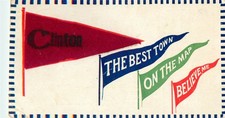 Cartolina Pennant Feltro Clinton IA Iowa 1915