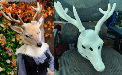 Fursuit Husky Fox Mascot (3D Printed Skull) Halloween Party Fur Role-playing