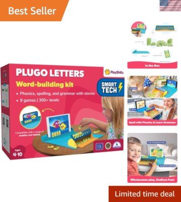 Interactive Plugo Letters STEM Toy - 48 Tiles for Spelling and Grammar Fun