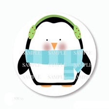 Cute Penguin Christmas Holiday Favor Labels Scrapbook Stickers Envelope Seals