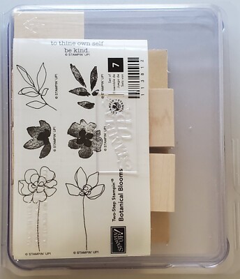 Stampin' Up! Two step Stampin Botanical Blooms Stamp Set of 7  Purple Rubber