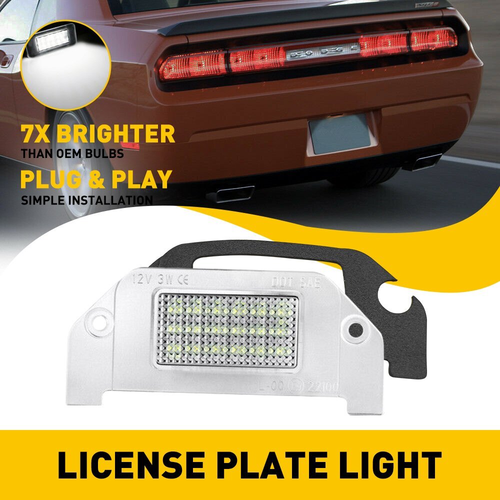 White LED License Plate Tag Light Lamp For Dodge Challenger