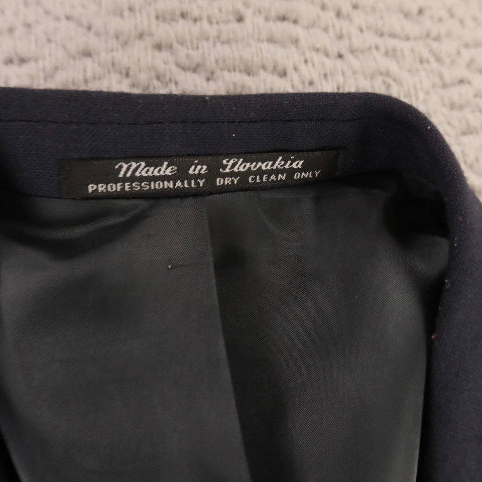 Cross & Windsor Jacket XL Blue Wool Polyester Blazer Sport Coat Brass Button 46R - Image 3 of 4