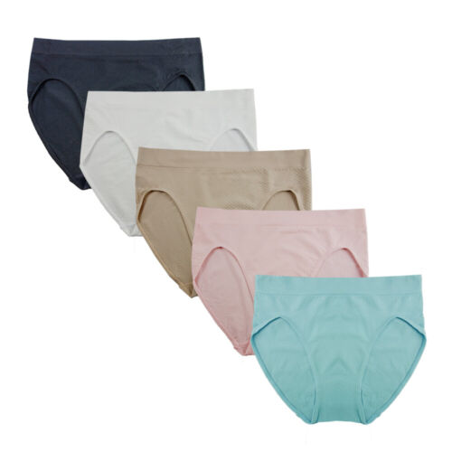 FEM Women's Underwear Seamless Briefs Hi-cut Panties Textured (638) - 3 Pack