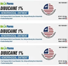 Rugby Dibucaine Ointment 1% Hemorrhoid Pain Relief 1 oz (3 Pack)