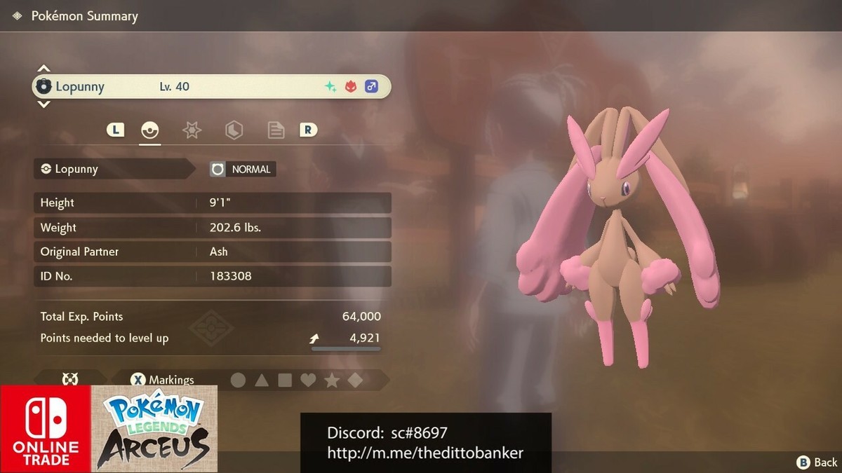 Pokemon Legends Arceus SHINY LOPUNNY ALPHA ✨MAX Effort