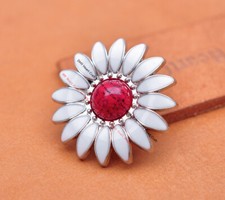 10X SILVER ENAMEL DAISY FLOWER BEAD LEATHERCRAFT WESTERN BRIDLE BELT CONCHO 32MM