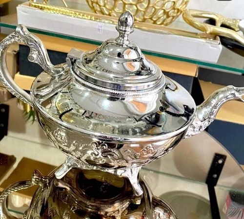 Moroccan Handmade Silver TeaPot , Luxurious Engraved Tea Serving Pot - Picture 3 of 5