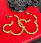 Gold Plated Disney Mickey Earrings Mouse Hoop Jewelry Adorable