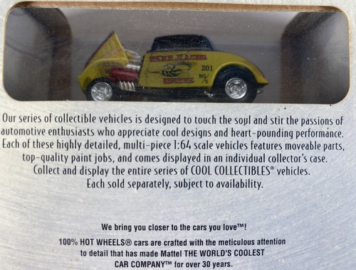 100% Hot Wheels Collectibles 1933 Willys Gasser Limited Edition Killer Bee 1:64 - Picture 5 of 12