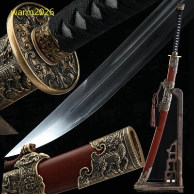 Battle Ready Broadsword Chinese Qing Dao Sword Folded Steel Clay