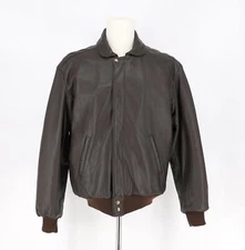 Q-GAR VINTAGE Men's Brown Leather Aviator Jacket Heavy Duty Quilt Lining Size M
