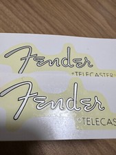 2Pcs For FENDER TELECASTER Guitar Bass Retro Waterslide Headstock Decals Silver