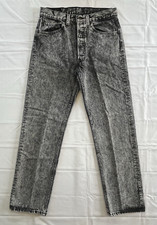 Vintage 1990 Levi’s 501 Jeans 29x30 Black Acid Wash USA Made Button Fly Denim