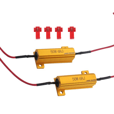 2x LED Widerstände Leistungswiderstand Blinker mit 4 Kabelklemmen 50W 6 Ohm 12V