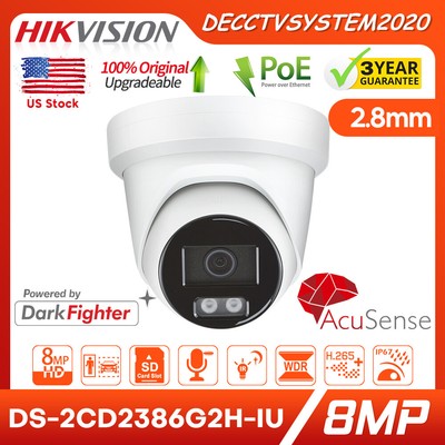 Hikvision Brand DS-2CD2386G2H-IU 4K 8MP DarkFighte IR PoE IP Camera Turret 2.8mm