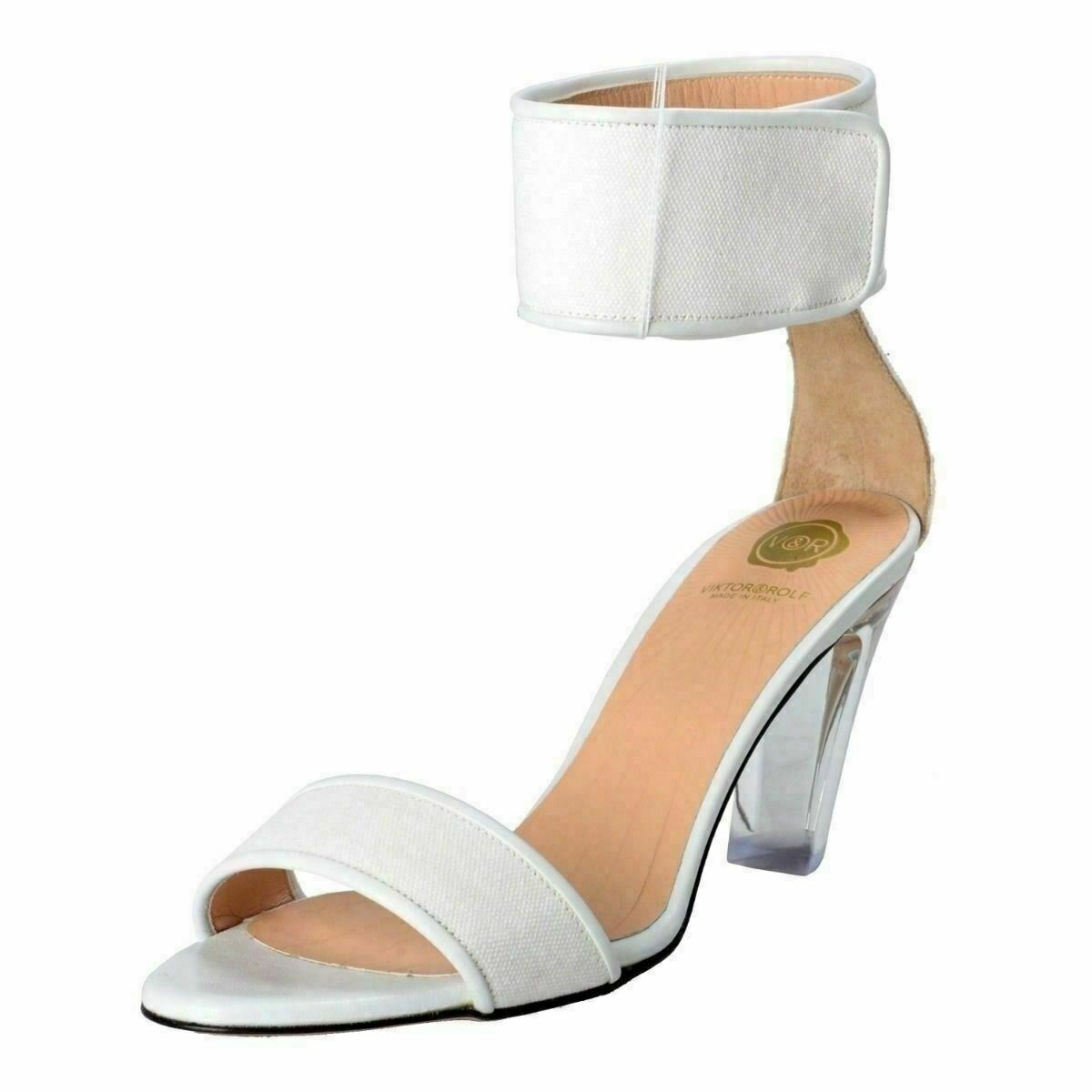 Женские босоножки Viktor - Rolf из парусиновой кожи на каблуке с ремешком на щиколотке, размер US 9-39