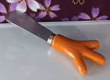 Odd Chicken Foot Spreading Knife Cheese Butter Spreads Glass Handle Steel Blade