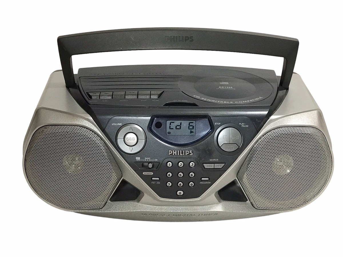 Philips CD Player Casette AM FM Sound Machine AZ1505 Boom Box