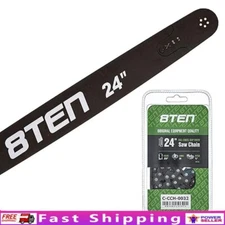 24 Inch Chainsaw Guide Bar & Chain Full Chisel Compatible Removable Sprocket New