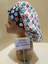 Ho Ho Ho Decorated Christmas Women's Bouffant Surgical Scrub Hat/Cap Handmade